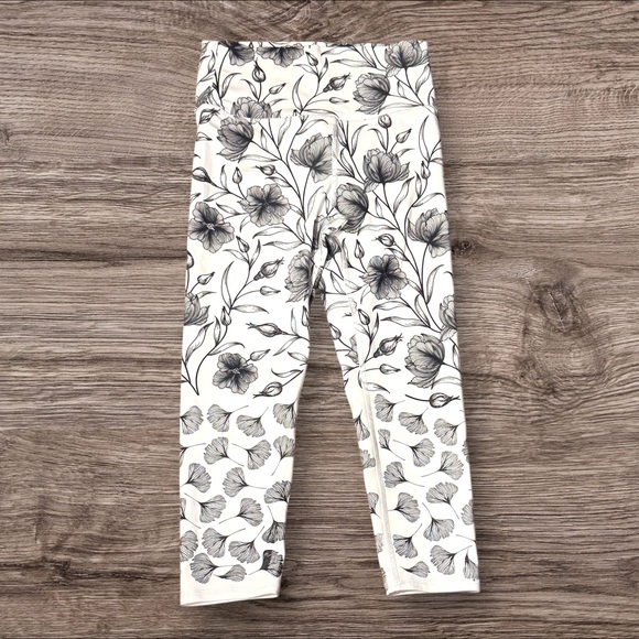 Evolution & Creation White Black Floral Print Leggings size M - Picture 3 of 8